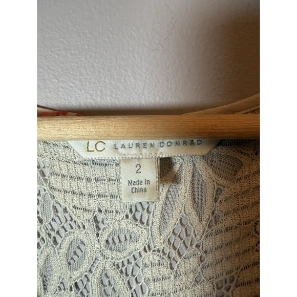 LC Lauren Conrad Sleeveless Floral Lace Crochet Trim Dress Fully Lined Size 2 - Picture 4 of 5